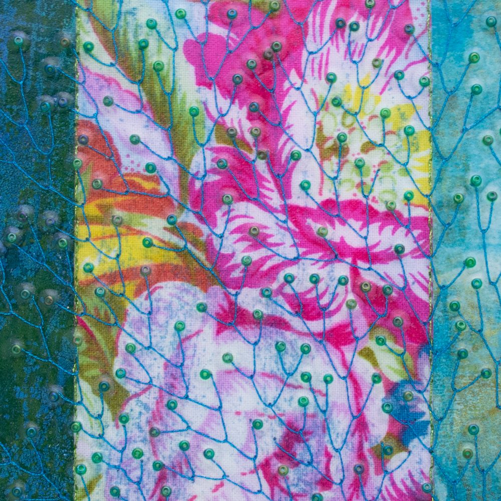 he Loved Flowers No. 6 Mixed Media Painting by artist Heather Elliott, detailed view