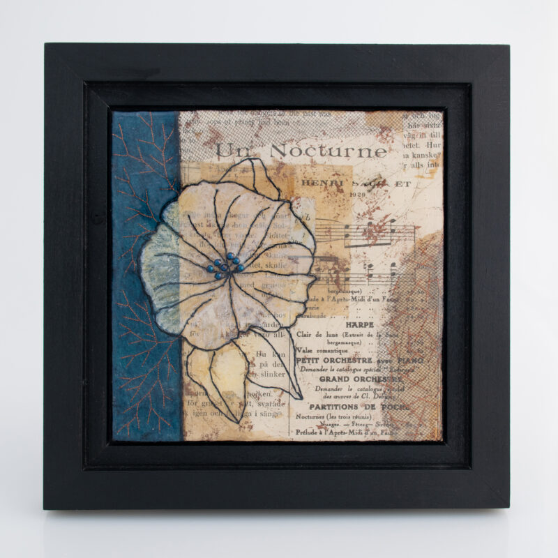 Image of Moonflower Nocturne No. 1, a mixed media painting by artist Heather Elliott