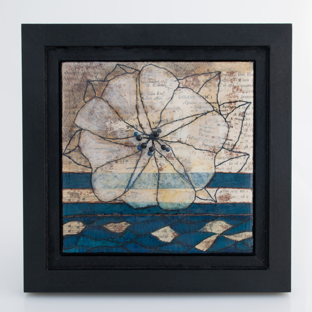 Image of Moonflower Nocturne No. 2, a mixed media painting by artist Heather Elliott