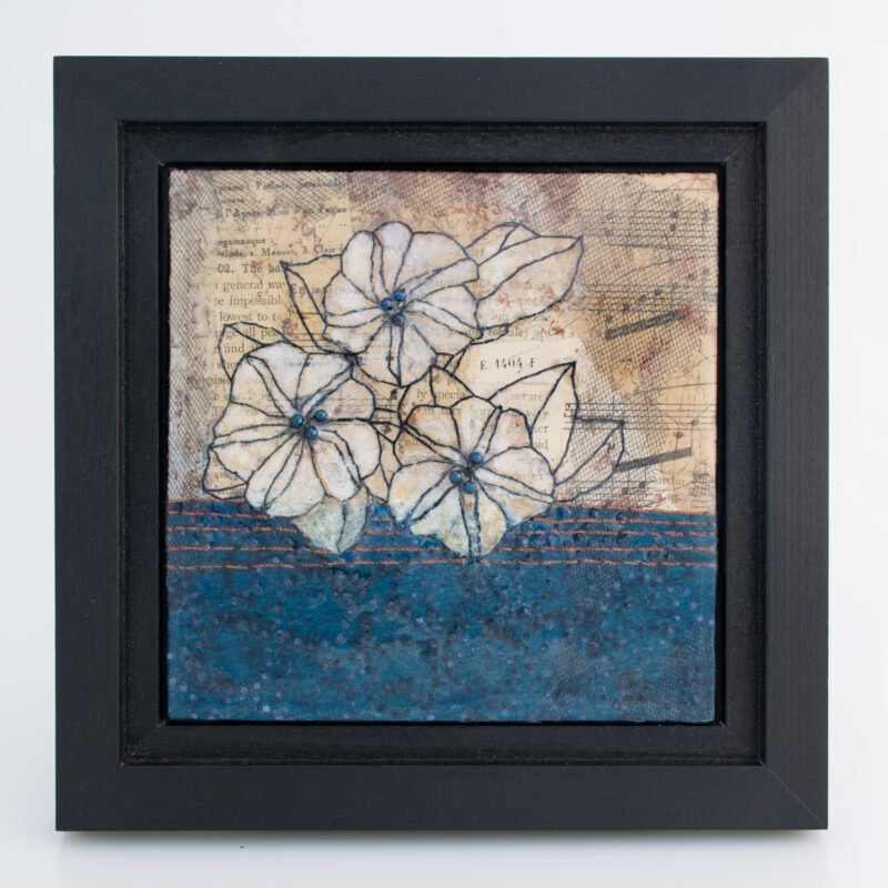 Image of Moonflower Nocturne No. 4, a mixed media painting by artist Heather Elliott