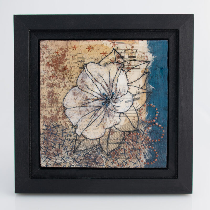 Imagel of Moonflower Nocturne No. 8, a mixed media painting by artist Heather Elliott